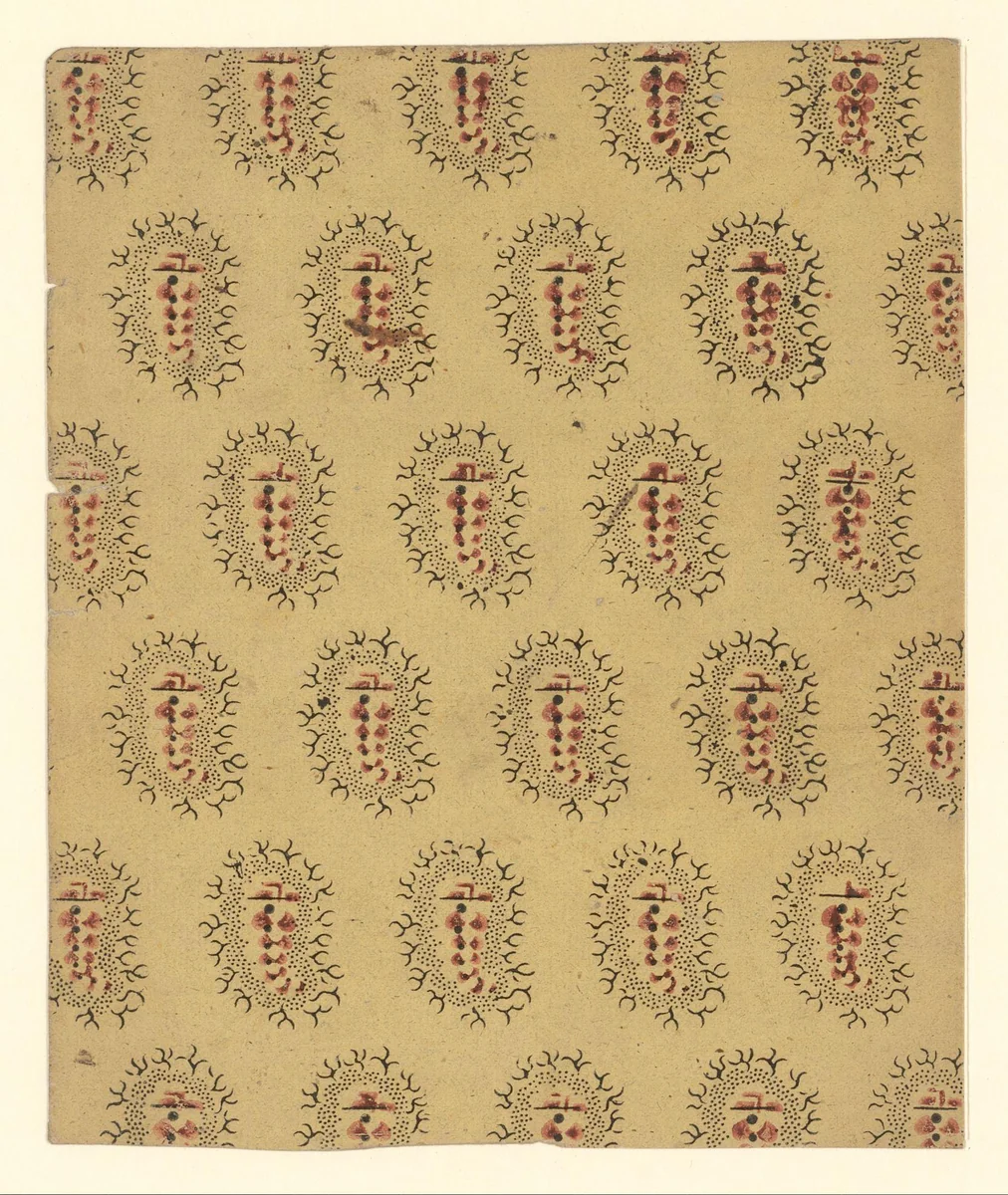 Blad met strooipatroon van motief bestaande uit punten omringd door punten en uitlopers by anonymous, other, 1750-1900