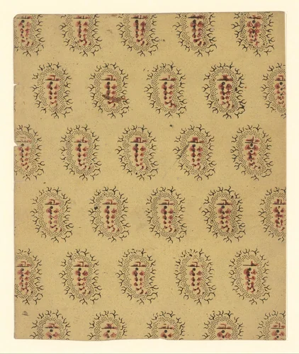 Blad met strooipatroon van motief bestaande uit punten omringd door punten en uitlopers by anonymous, other, 1750-1900