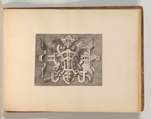 Series of Cartouches, in: Targhe ed altri ornati di varie e capricciose invenzioni (Cartouches and other ornaments of various and capricious invention, page 42) by Cornelis Bos, book, 1540-1560
