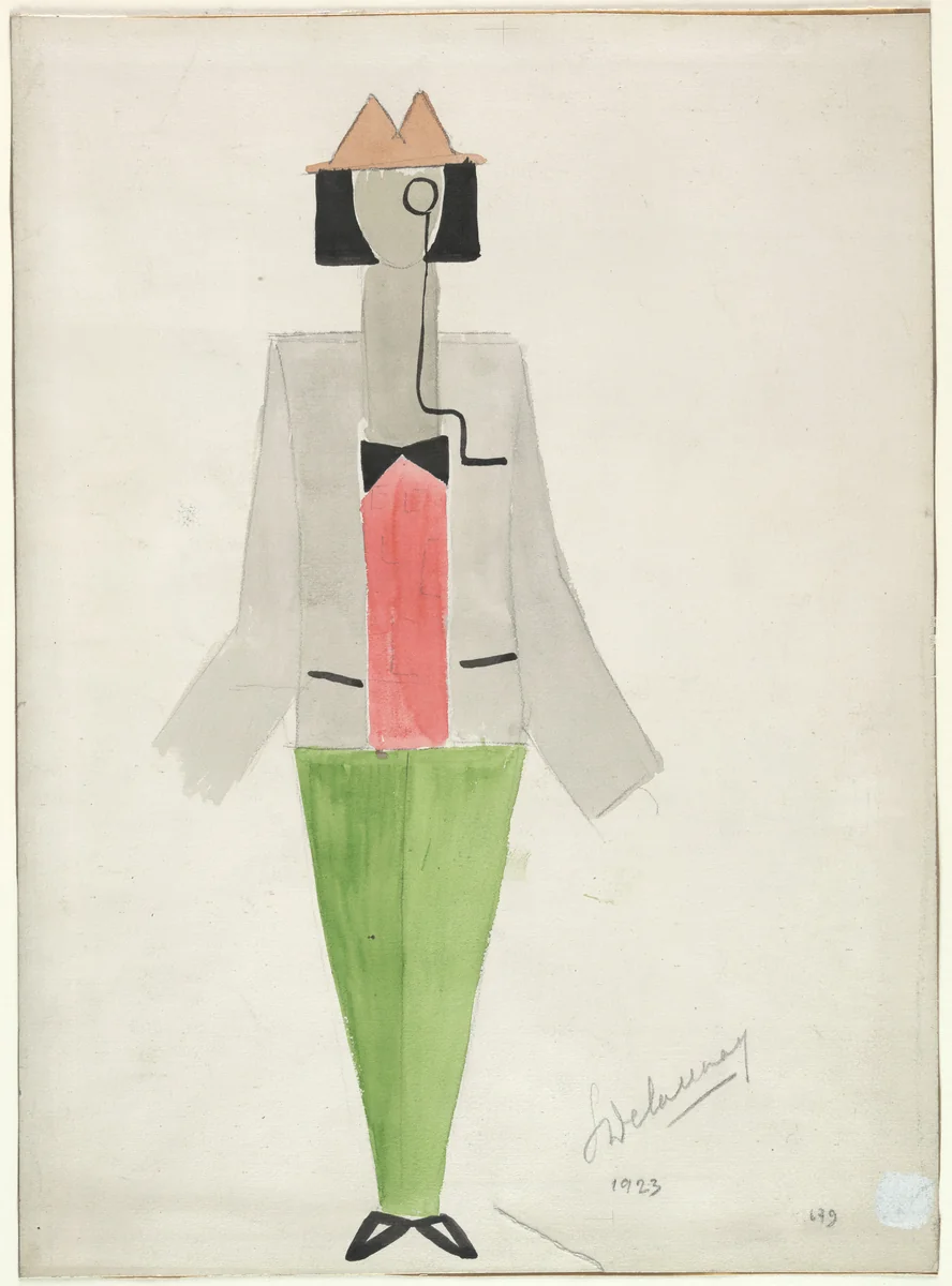Tristan Tzara with Monocle by Sonia Delaunay, drawing, 1923