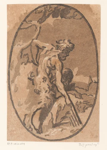 Marsyas die Minerva's panfluit vindt by Unknown, print, 1502-1532