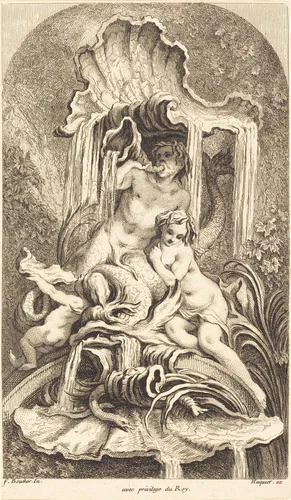 Triton and Nymph by Gabriel Huquier, print, 1736