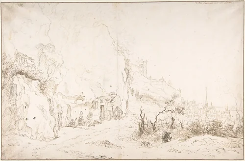 View of Saumur by Willem Schellinks, drawing, 1646-1678