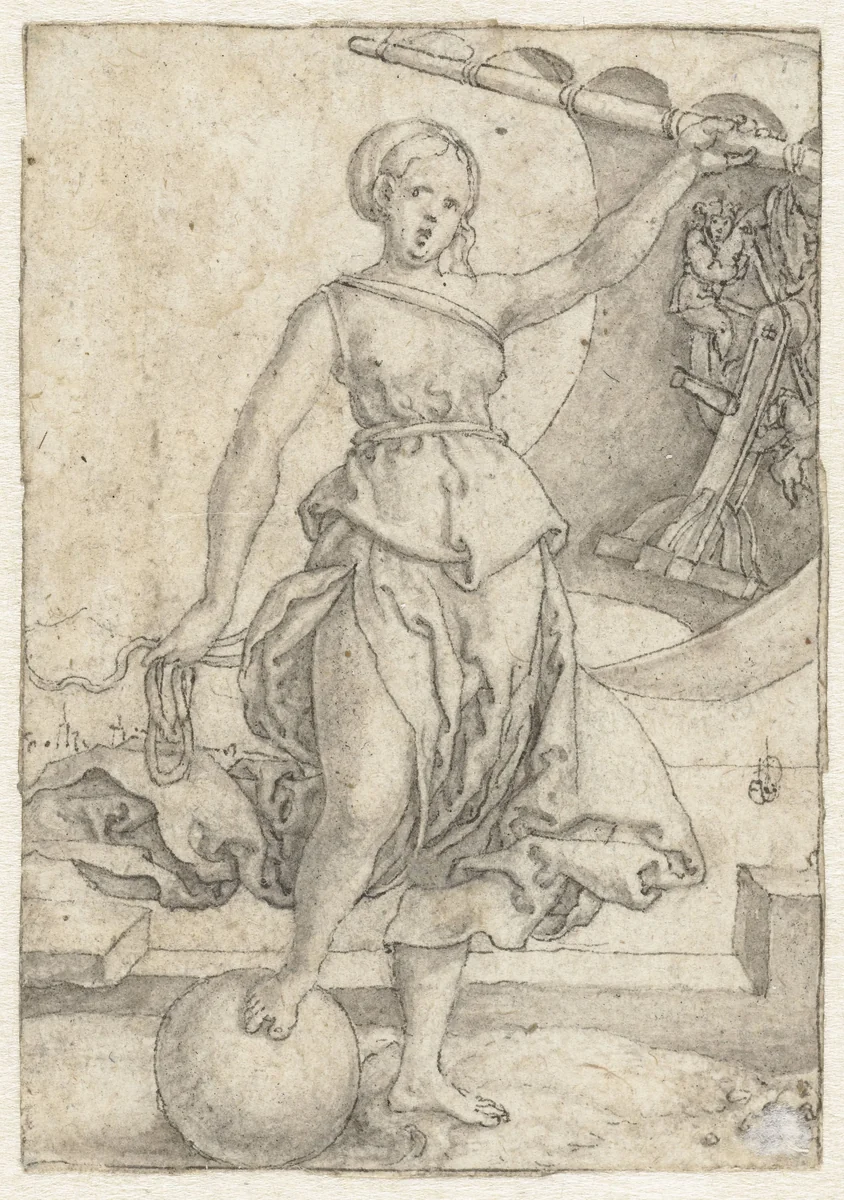 Fortuna by Heinrich Aldegrever, drawing, 1548-1549