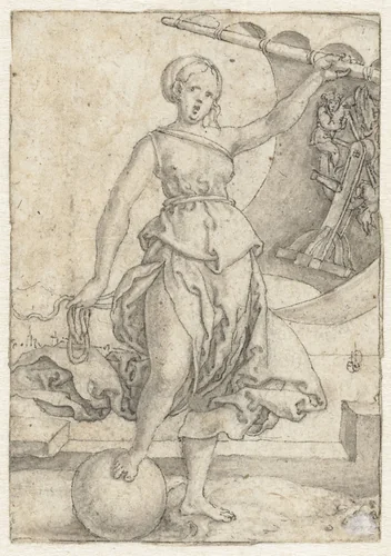 Fortuna by Heinrich Aldegrever, drawing, 1548-1549