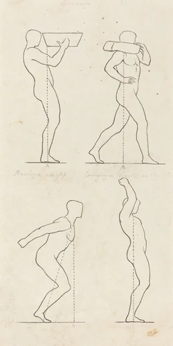 Bearing a Weight; Preparing to Jump, and Alighting by George Scharf; John Flaxman, print, 1829