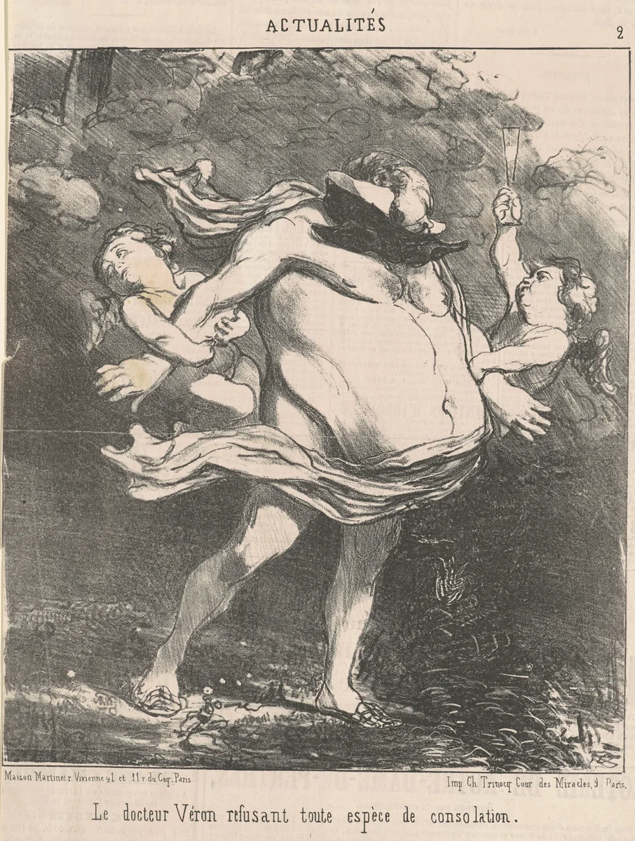 Le docteur Véron refusant ... consolation by Honoré Daumier, print, 1852