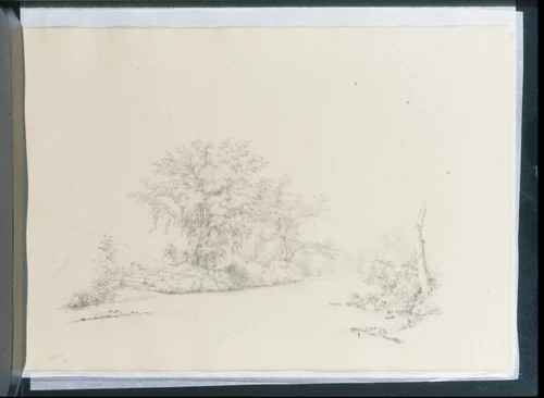 River View [Delaware?] Bordered by Trees (from Sketchbook) by Thomas Hewes Hinckley, artwork, 1864
