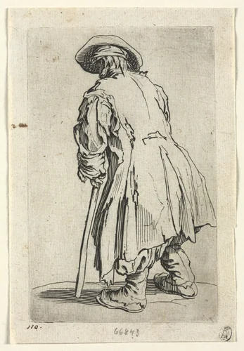 The Beggars: Old Beggar on One Single Crutch by Jacques Callot, print, 1619-1627