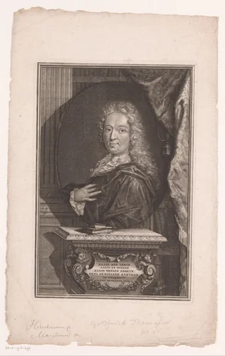 Portret van Gottfried Thomasius by Johann Christian Marchand, print, 1690-1711