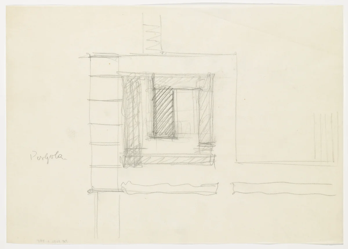 Tugendhat House, Brno, Czech Republic, Pergola, southwest corner. Sketch by Ludwig Mies van der Rohe, mies van der rohe archive, 1928
