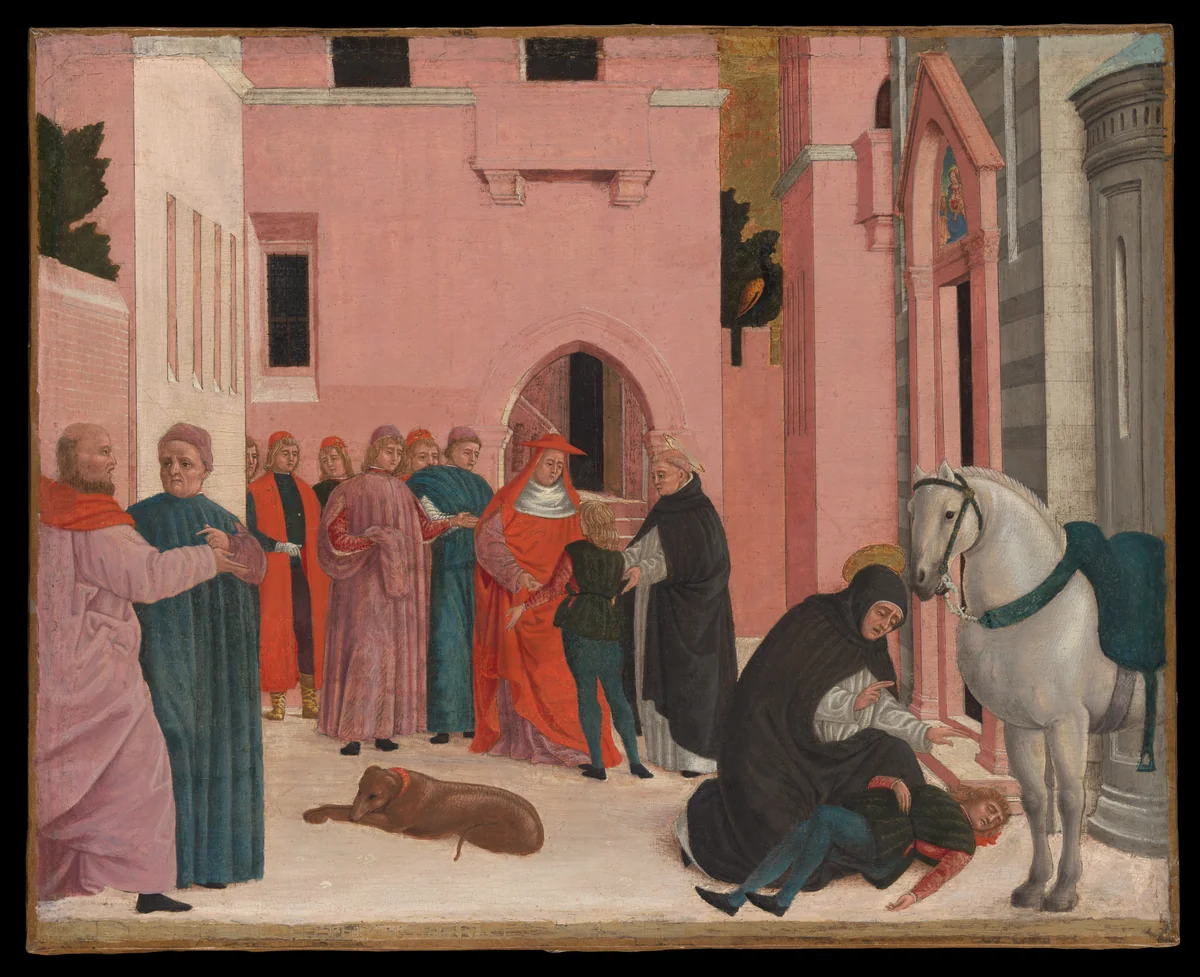 Saint Dominic Resuscitating Napoleone Orsini by Bartolomeo degli Erri, painting, 1467-1474