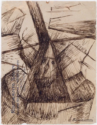 Study for "Fusion of a Head and a Window" by Umberto Boccioni, drawing, 1912