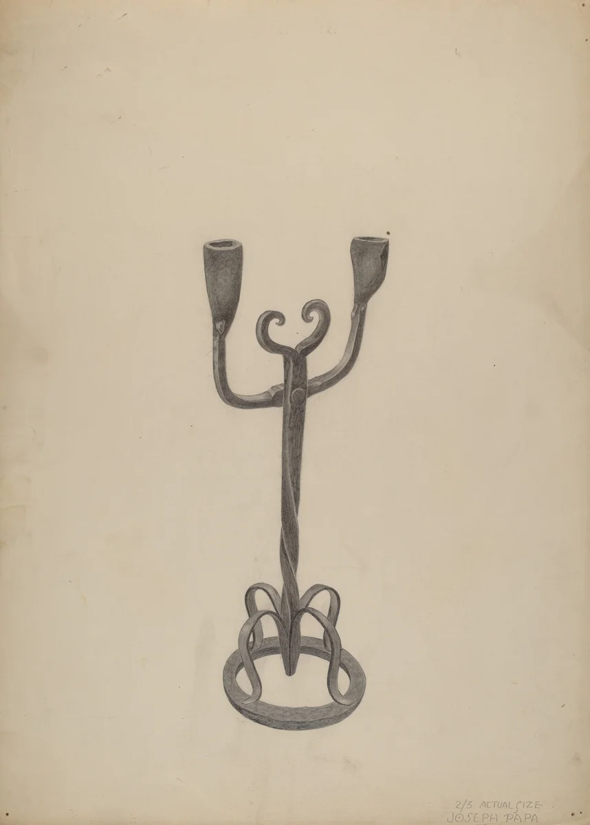 Iron Candlestick by Joseph Papa, index of american design, 1938