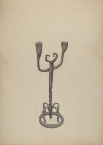 Iron Candlestick by Joseph Papa, index of american design, 1938