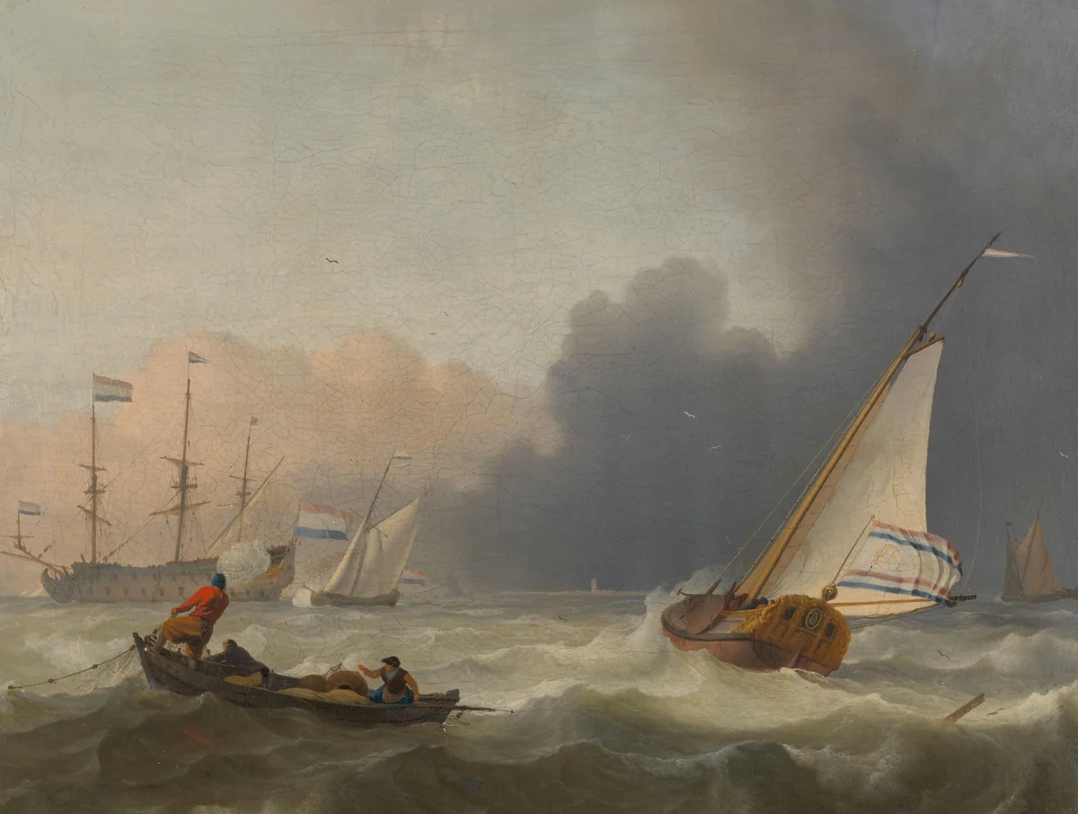 Rough Sea with a Dutch Yacht by Ludolf Bakhuysen, painting, 1694