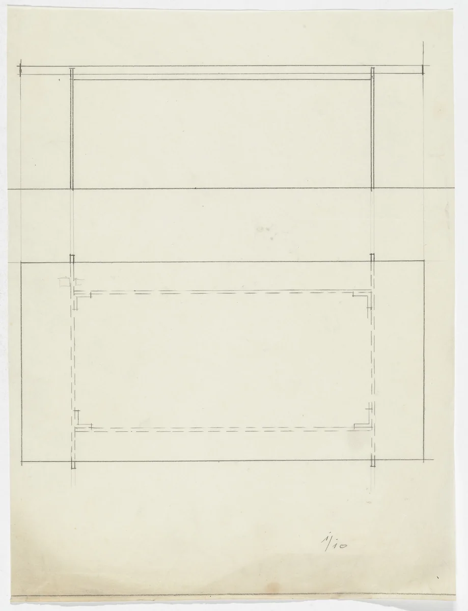 Dining Table (Plan, elevation sketch) by Ludwig Mies van der Rohe, mies van der rohe archive, 1926