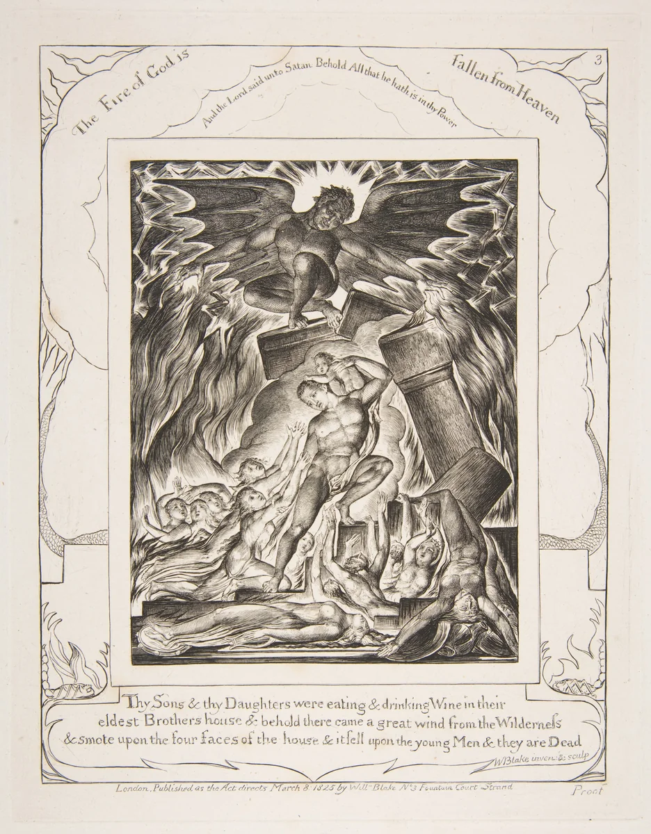 The Destruction of Job's Sons by William Blake, print, 1825-1826