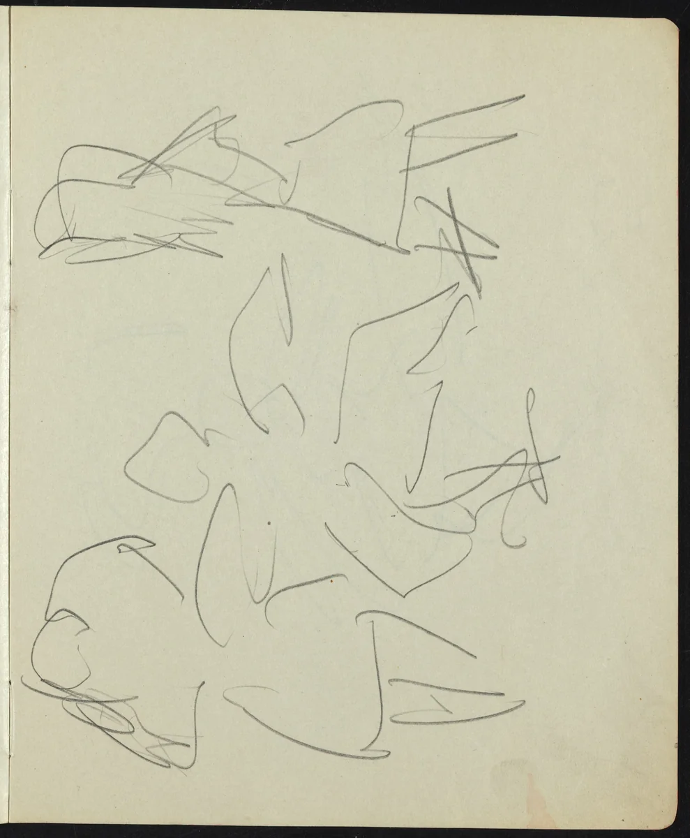 Dancers and Performers (Page from a Sketchbook) by Ernst Ludwig Kirchner, drawing, 1911