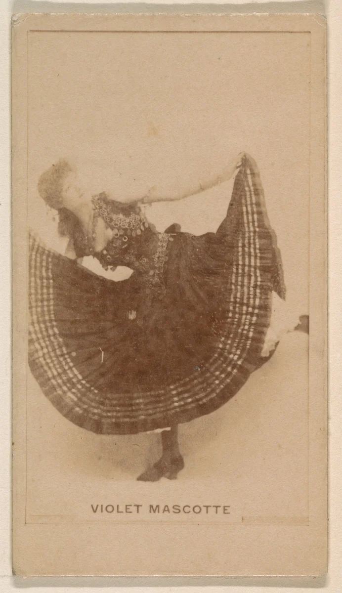 Violet Mascotte, from the Actresses series (N245) issued by Kinney Brothers to promote Sweet Caporal Cigarettes by Kinney Brothers Tobacco Company, photograph, 1890