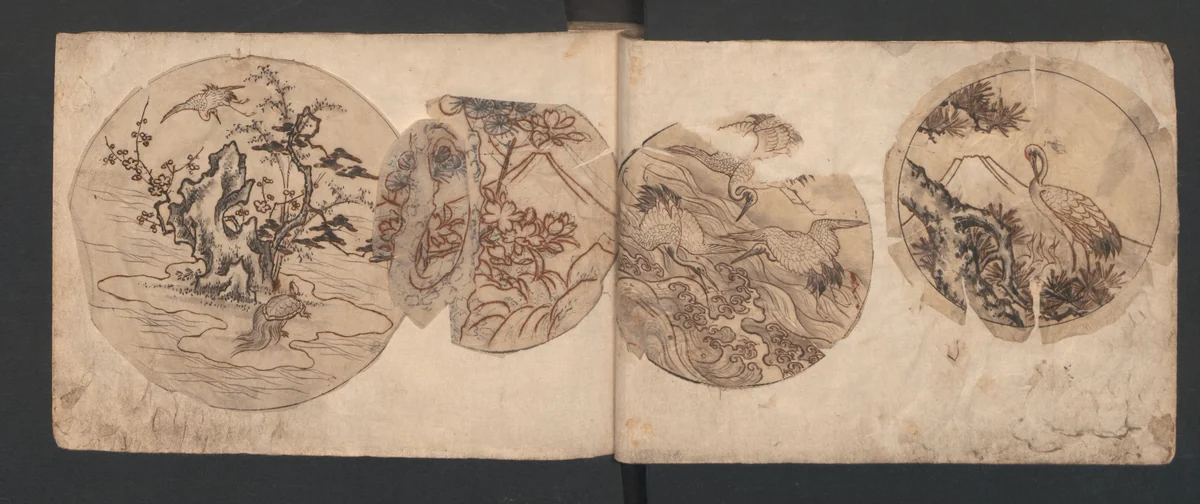 Album of Sketches for Lacquer Decoration (Makie) 蒔絵 by Kozōtei Makihan, book, 1840-1860