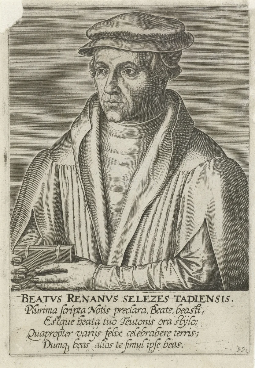 Portret van Beatus Bild by Philips Galle, print, 1587-1606