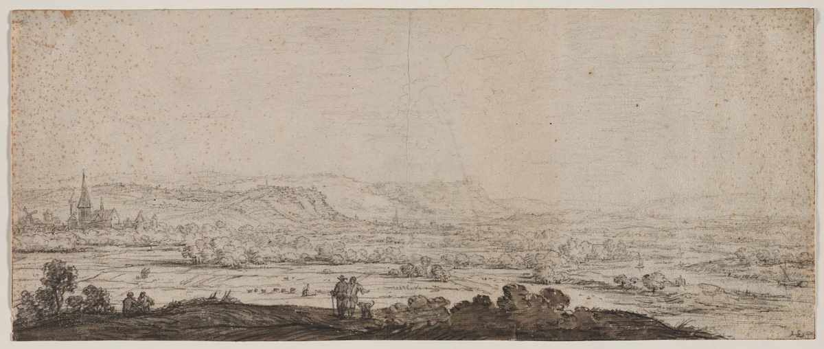 Landscape with the Village of Schenkenschanz, Gelderland by Herman Saftleven, drawing, 1609-1685