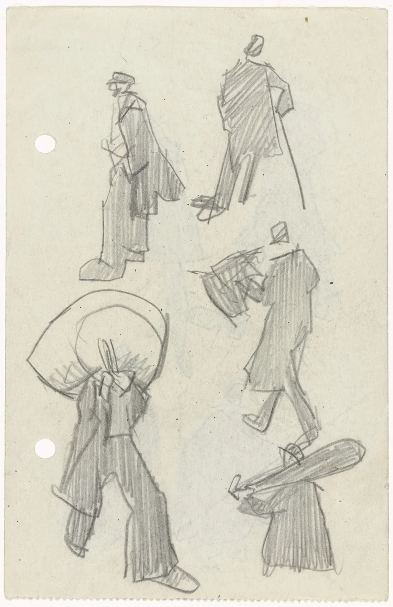 Five Figures by Lyonel Feininger, drawing, 1906