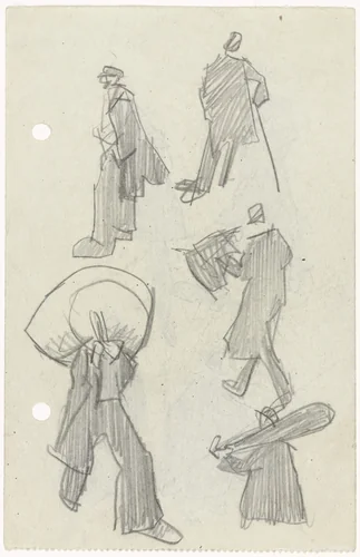 Five Figures by Lyonel Feininger, drawing, 1906