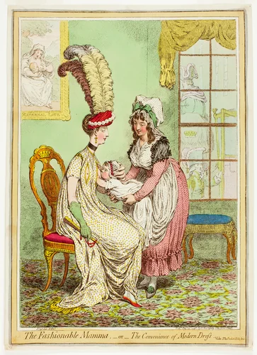 The Fashionable Mamma, or, The Convenience of Modern Dress by James Gillray, print, 1796