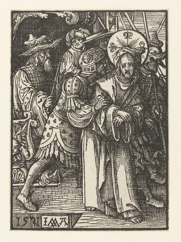 Christus weggeleid van Herodes by Unknown, print, 1521