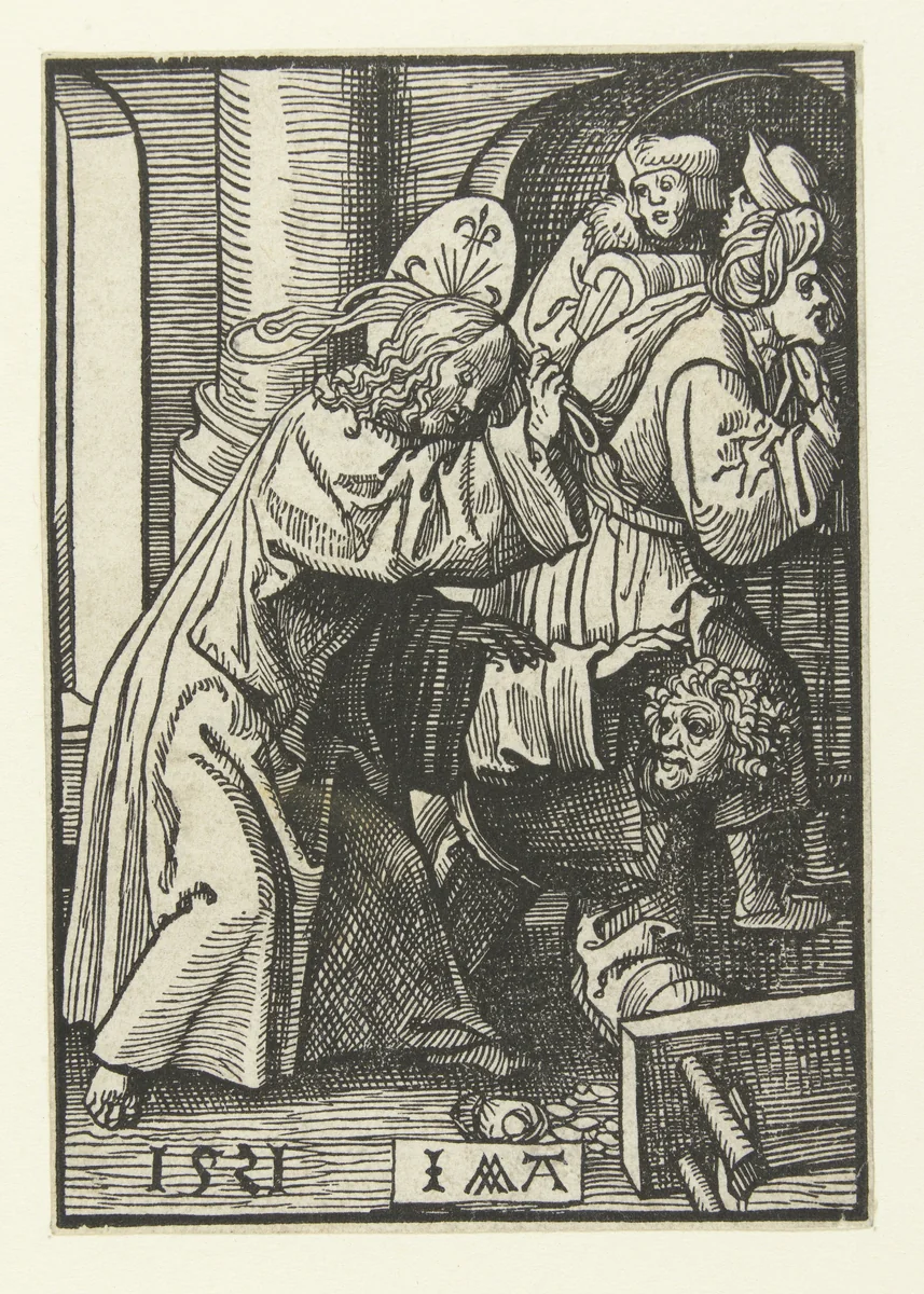 Verdrijving van de handelaren uit de tempel by Unknown, print, 1521