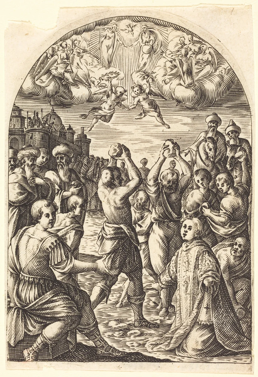 Martyrdom of Saint Stephen by Jacques Callot; Lavinia Fontana, print, 1607-1611
