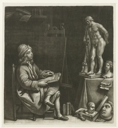 Tekenende jongen by Wallerant Vaillant, print, 1658-1677