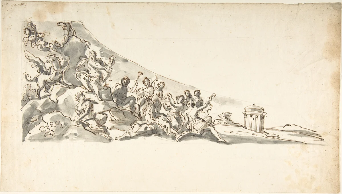 Drawing for a Harpsichord Top by anonymous, drawing, 1700-1800