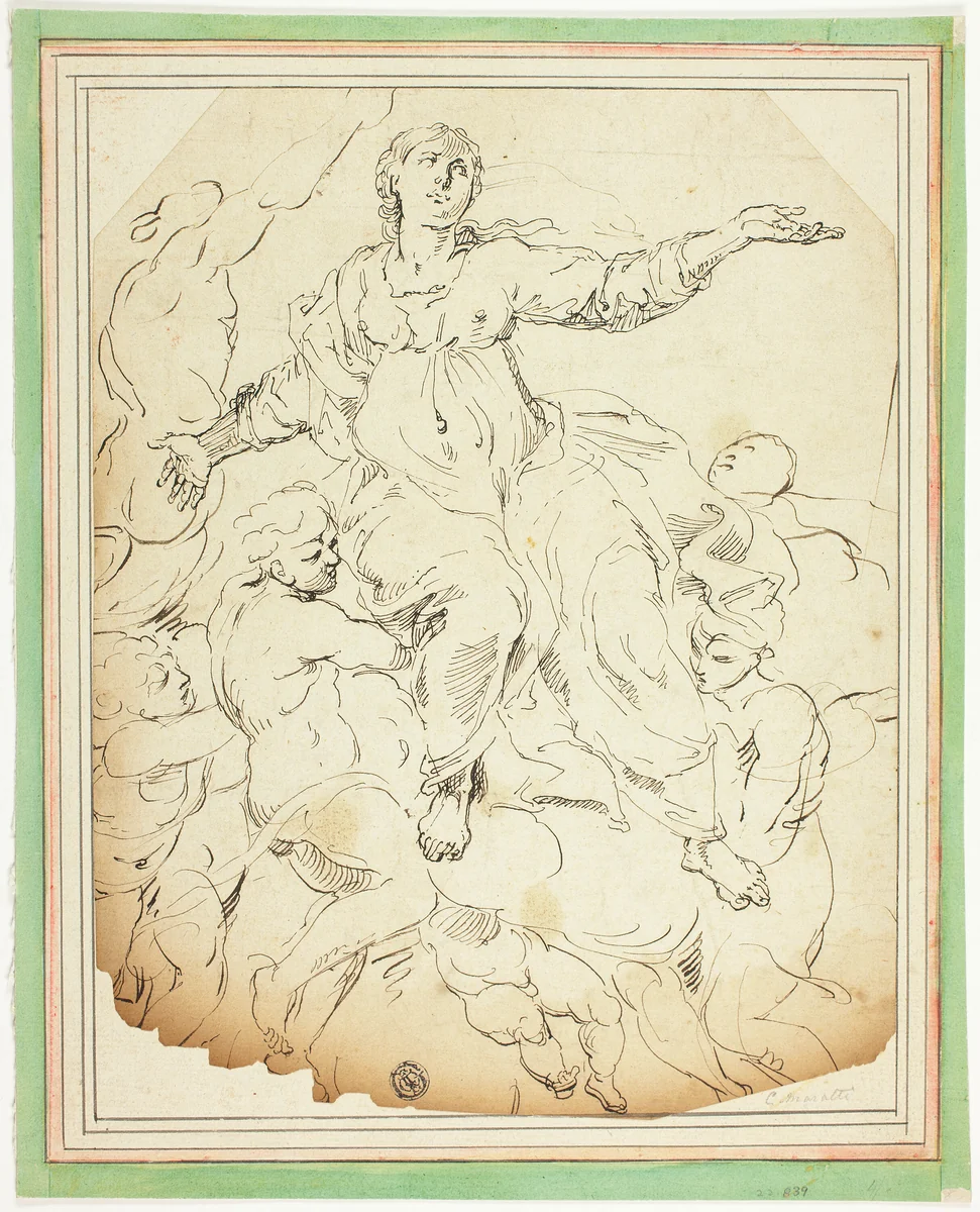 Assumption of the Virgin by Carlo Maratti, drawing, 1671-1690