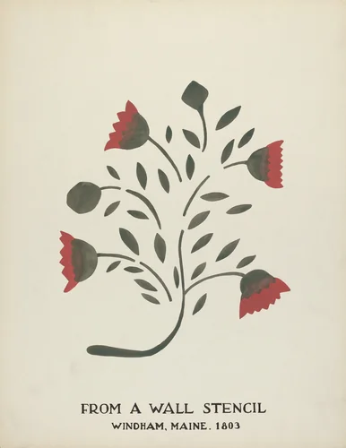 Design from Windham, Maine 1803: From Proposed Portfolio "Maine Wall Stencils" by Mildred E. Bent, index of american design, 1935-1942