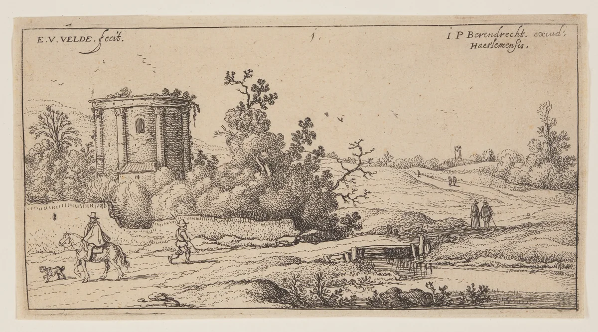 Ruins of a Roman Temple, from Landscapes by Esaias van de Velde, print, 1610-1630
