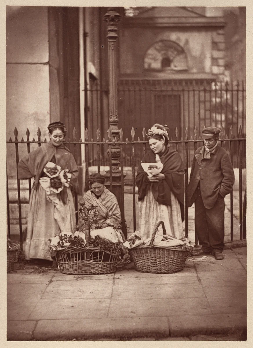 Covent Garden Flower Women by John Thomson, photograph, 1877