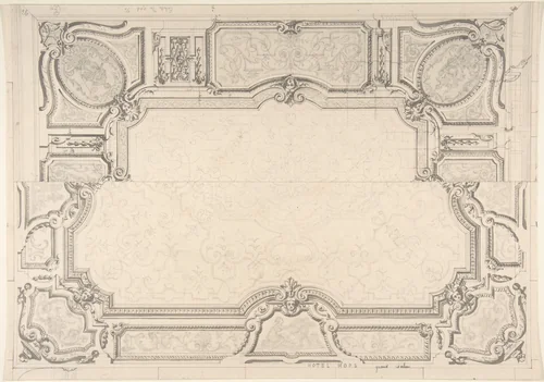 Design for Grand Salon Ceiling, Hôtel Hope by Jules-Edmond-Charles Lachaise, drawing, 1867