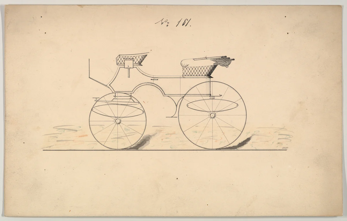 Design for Phaeton, no. 181 by Brewster & Co., drawing, 1850-1874