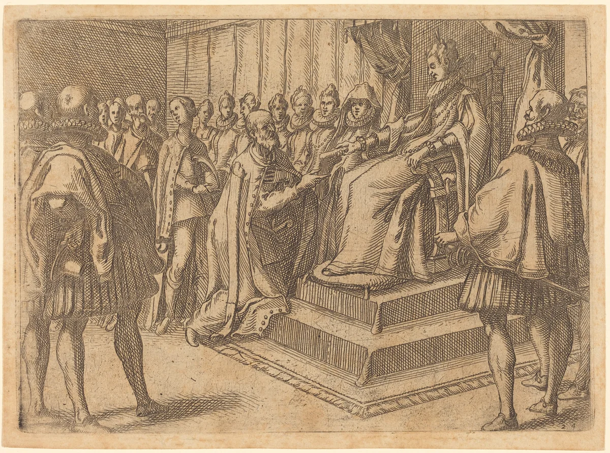 Reception of the Envoy of Poland by Jacques Callot, print, 1612