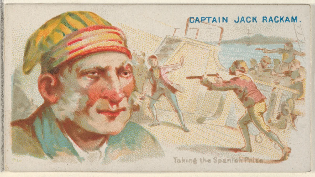 Captain Jack Rackham, Taking the Spanish Prize, from the Pirates of the Spanish Main series (N19) for Allen & Ginter Cigarettes by Allen & Ginter, print, 1886-1891