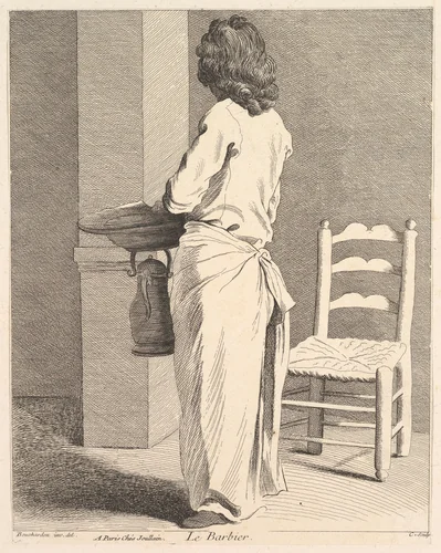 The Barber by Anne Claude Philippe de Tubières, print, 1737