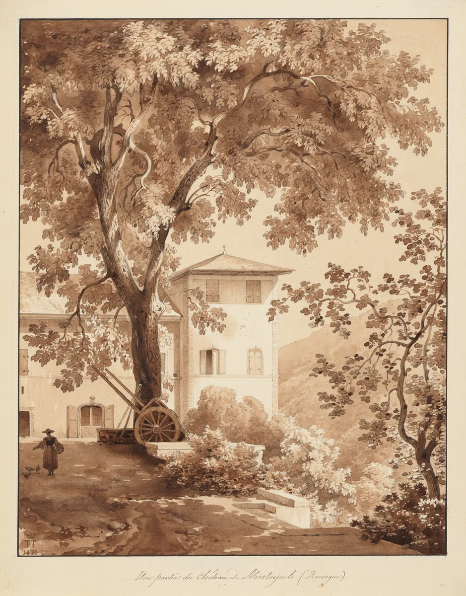 Part of the Chateau de Mostuéjouls by Lancelot Théodore Turpin de Crissé, drawing, 1830