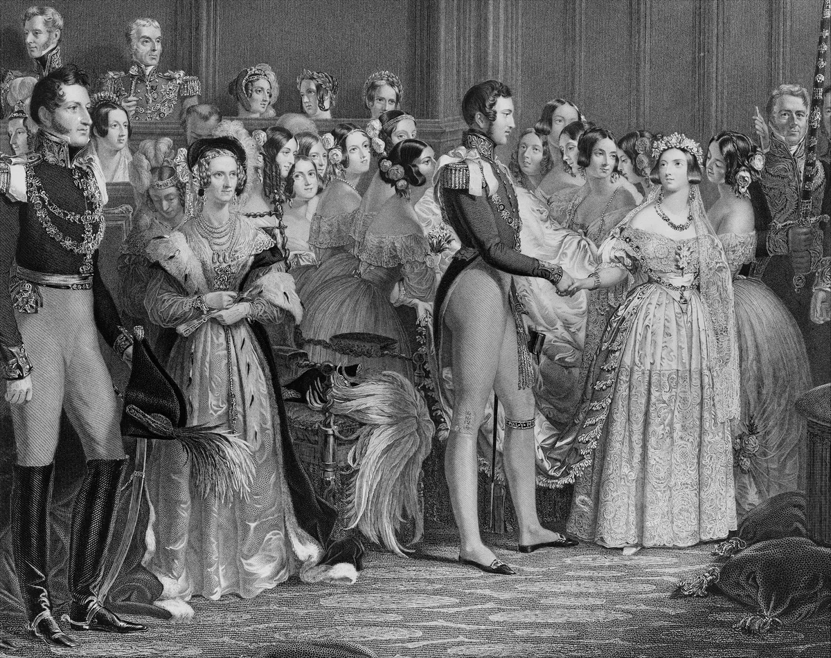 Marriage of Queen Victoria, February 10, 1840 by Charles Eden Wagstaff, print, 1844