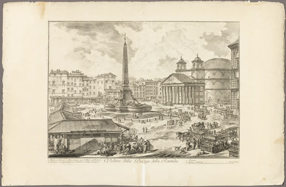View of the Piazza della Rotonda, from Views of Rome by Giovanni Battista Piranesi, print, 1750-1759
