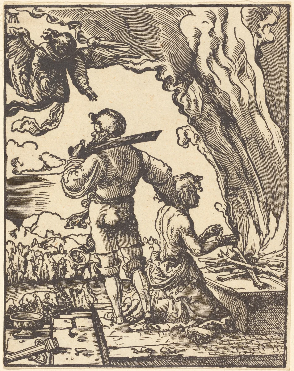 Abraham's Sacrifice by Albrecht Altdorfer, print, 1520