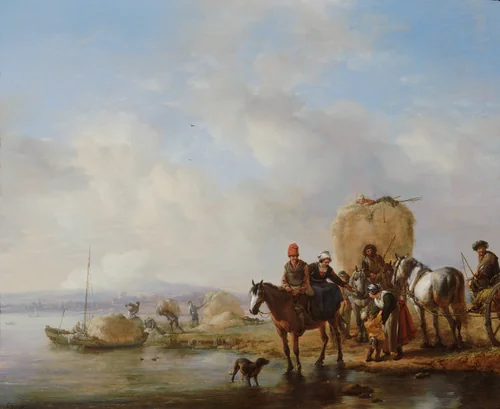 The Hay Wagon by Philips Wouwerman, painting, 1650
