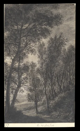 Wooded Landscape by Anthonie Waterloo, drawing, 1630-1690